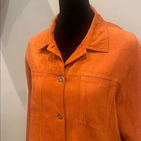 Orange Button-Up shirt Jacket suede like small - Picture 2 of 2